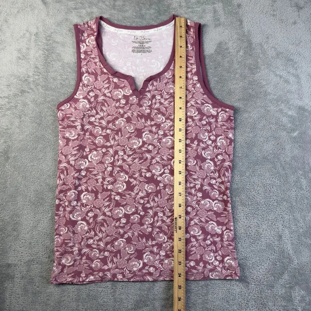Live2Lounge Tank Top Womens Small Purple White Paisley Stretch Sleeveless Soft